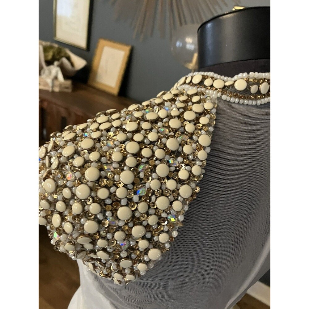 STUNNING CAMILLE LA VIE Heavily Beaded White Mermaid WEDDING GOWN SZ 10 DRESS - Picture 12 of 16